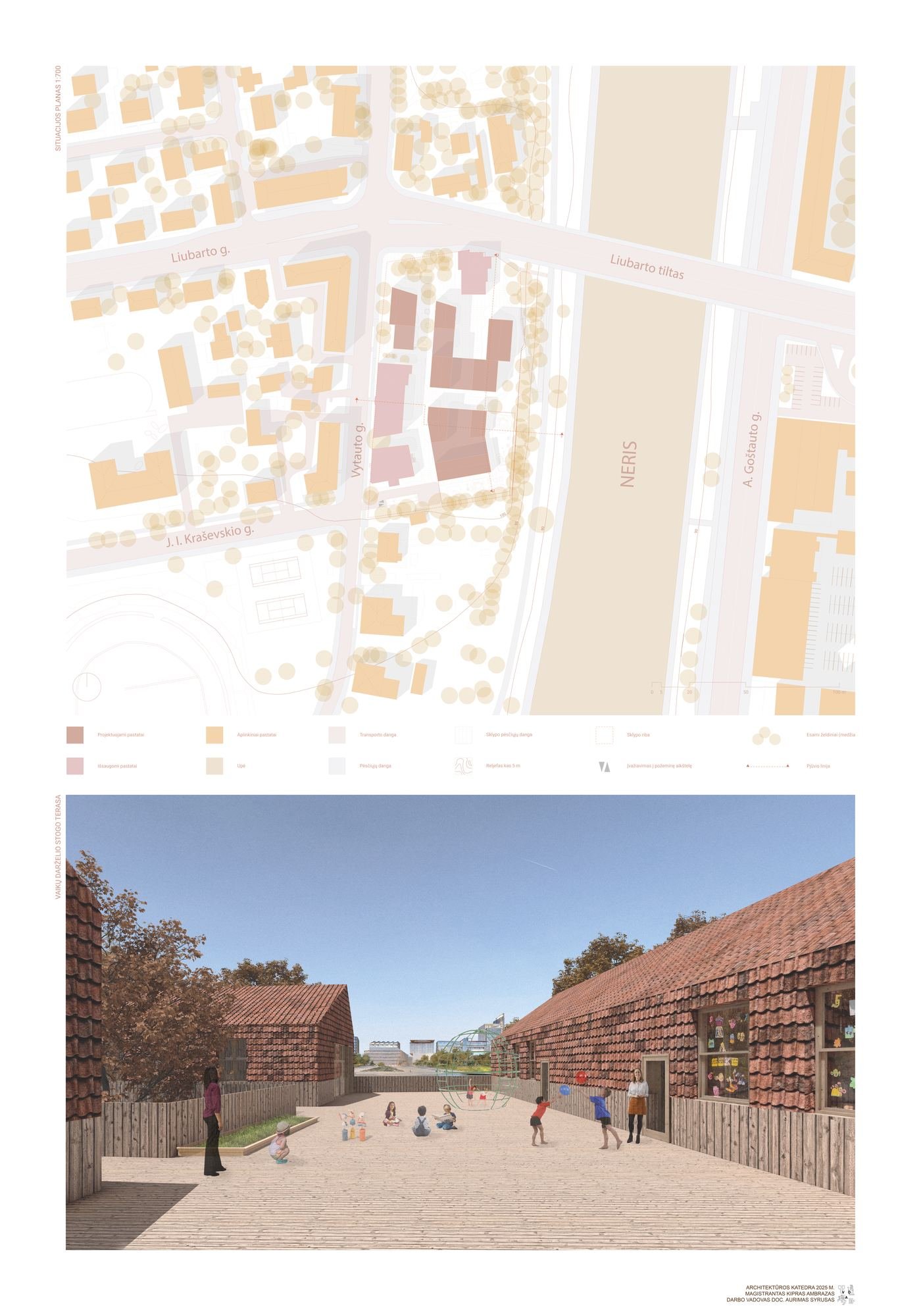 Projekto planšetas — brėžiniai, pjūviai ir vizualizacijos.