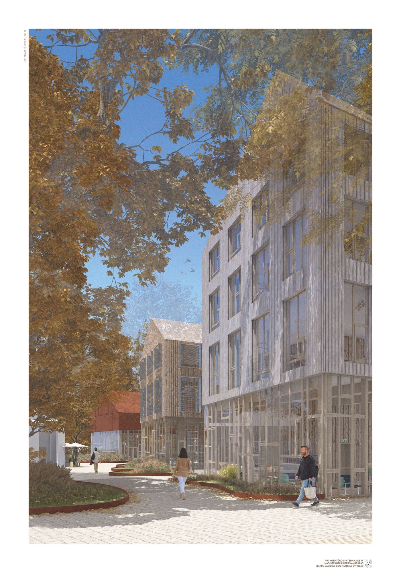 Projekto planšetas — brėžiniai, pjūviai ir vizualizacijos.